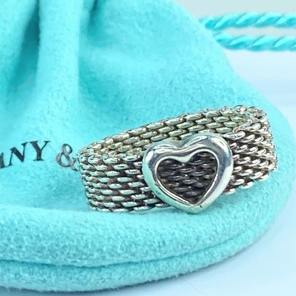 Tiffany & Co. Somerset Heart Mesh band-Sterling silver 5.0g s6 - Picture 1 of 8